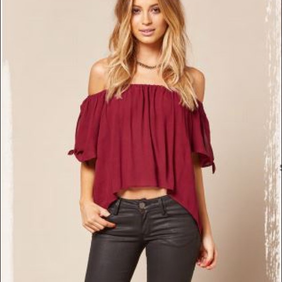 Blue Life Tops - Blue Life Sangria Off Shoulder Top In Bordeaux